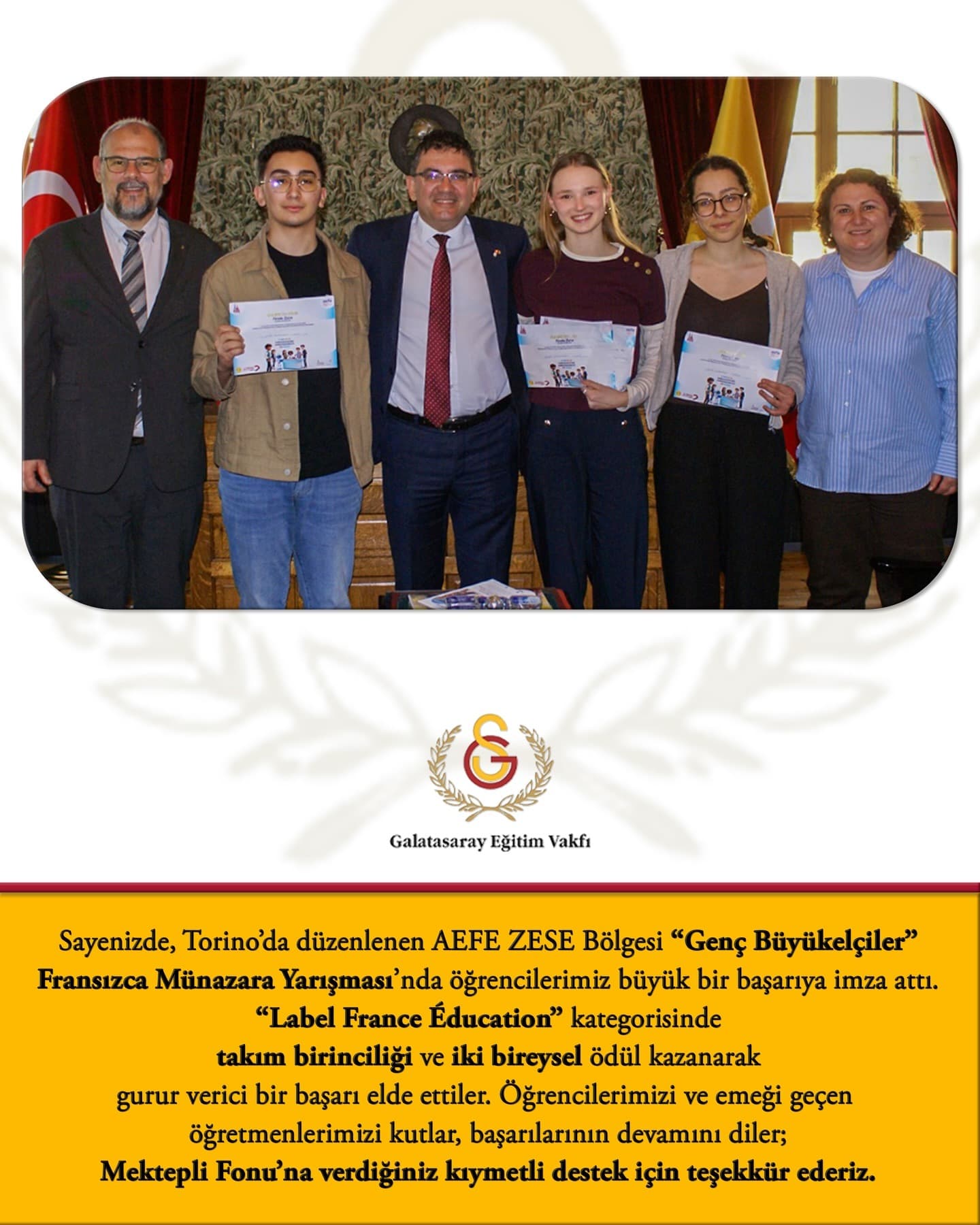 Torino Genç Büyükelçiler Fransızca Münazara Yarışması