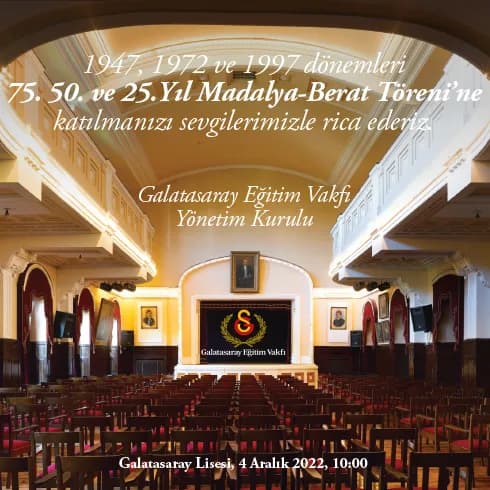 1947, 1972 ve 1997 Dönemleri 75. 50. ve 25. Yıl Madalya-berat Töreni