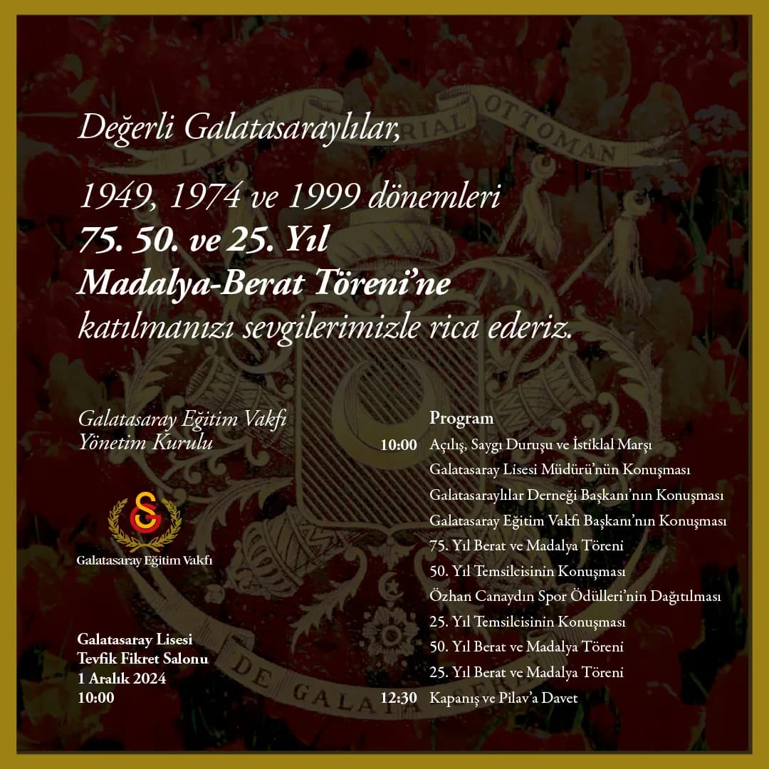 75, 50, ve 25. Yıl Madalya ve Berat Töreni