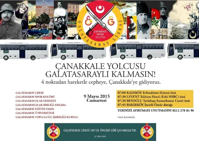 Galatasaray 100 Yıl Sonra Yine Cepheye, Çanakkale'ye Gidiyor