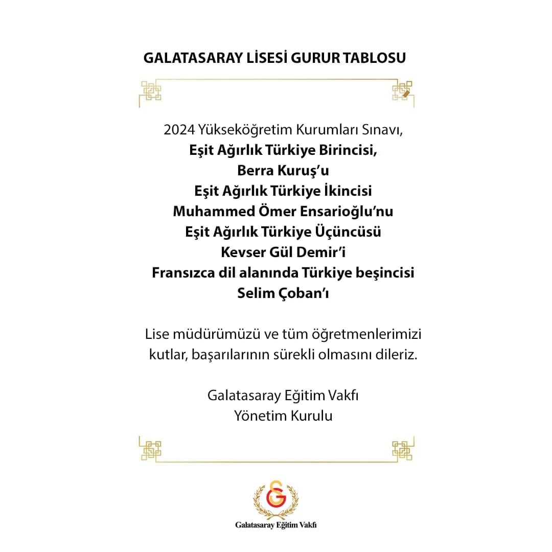 Galatasaray Lisesi Gurur Tablosu