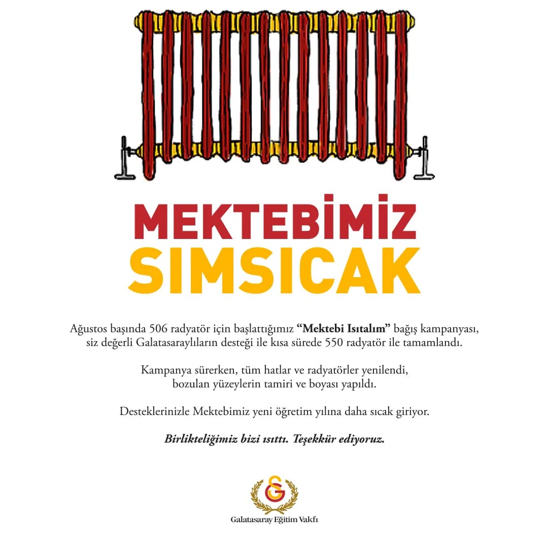 Mektebimiz Sımsıcak! Birlikteliğimiz Bizi Isıttı. Teşekkür Ediyoruz.