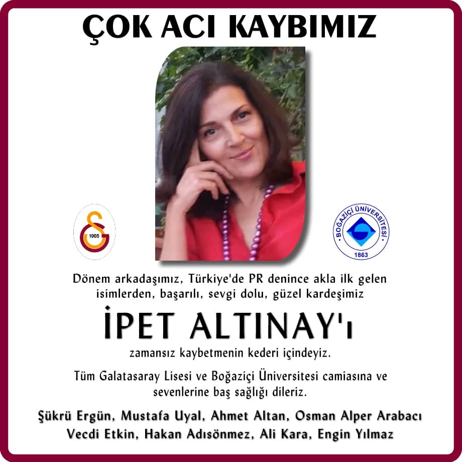 Yönetim Kurulu Üyemiz İpet Ayşe Altınay’ı Kaybettik