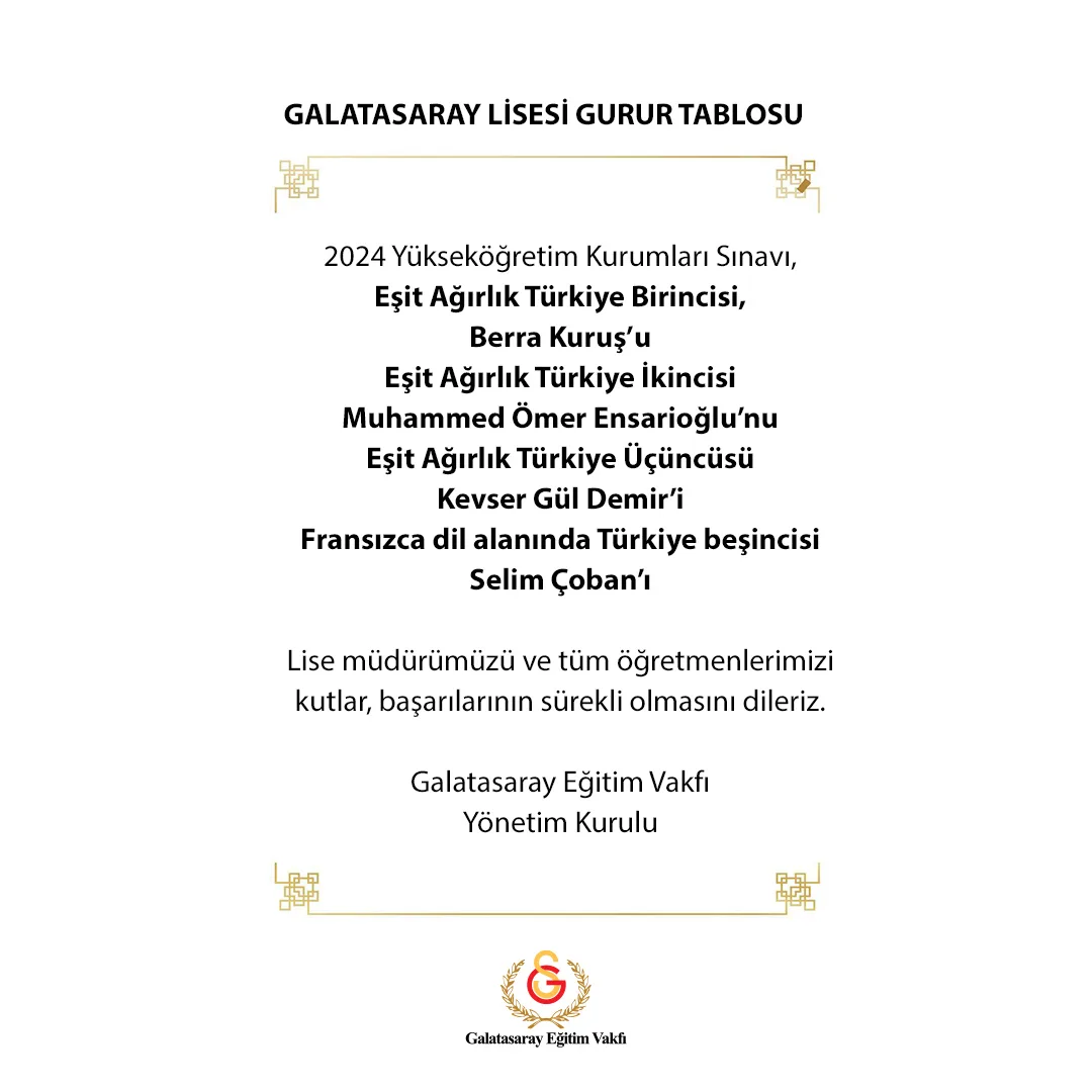 Galatasaray Lisesi Gurur Tablosu